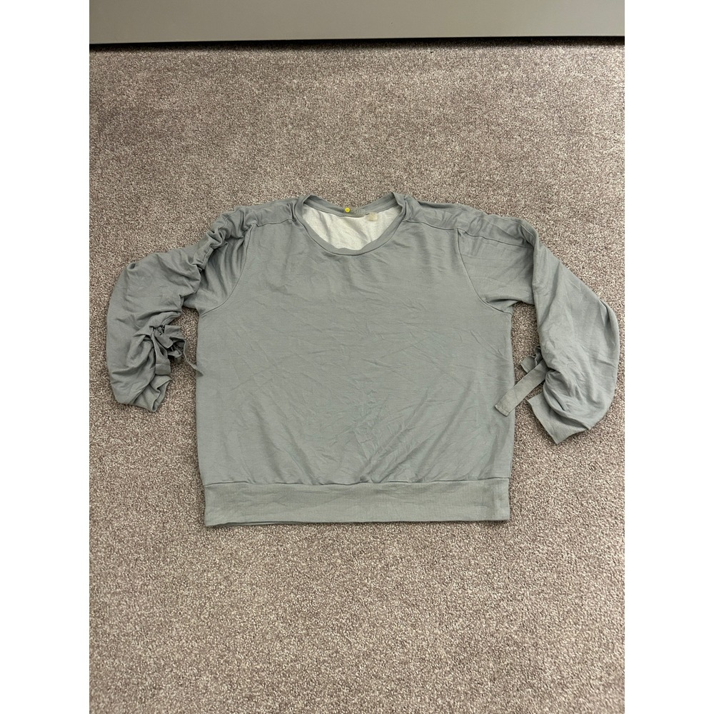 Zella Sweatshirt Womens Small Sage Green Excellent Ruched Tie Sleeve Pullover